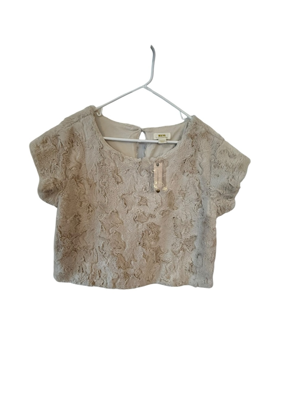 Maeve Cream FUR  Textured Short Sleeve Top NWT size Medium